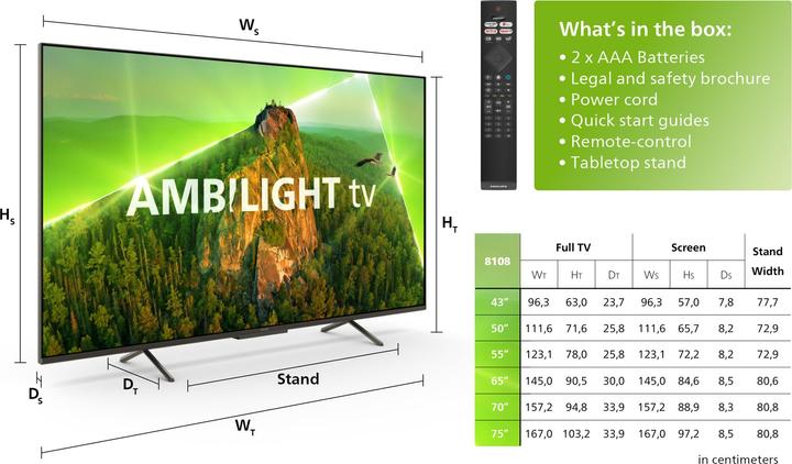Produktbild Philips 55PUS8108/12 (55", PUS8108, LED, 4K, 2023)