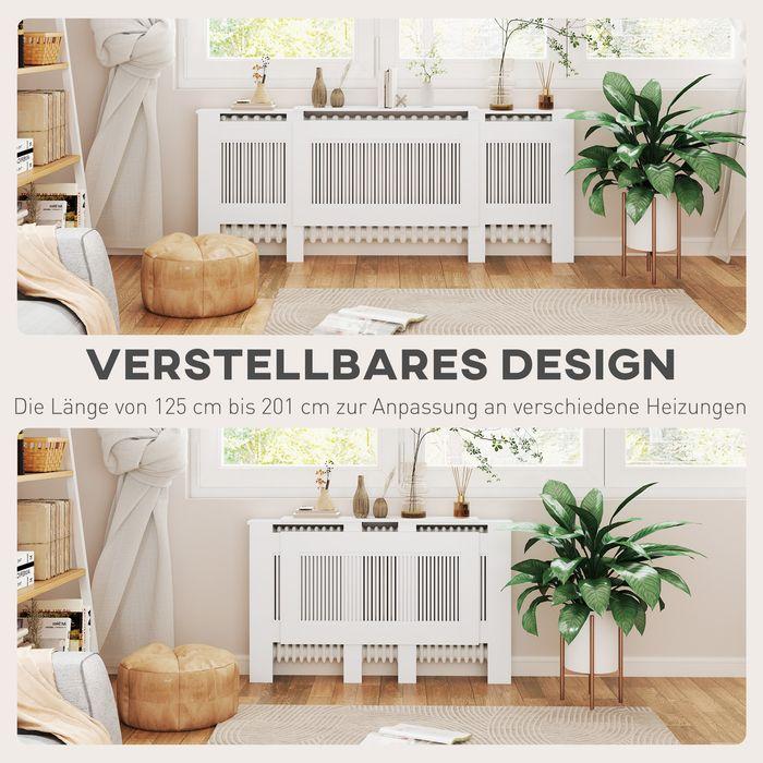 Produktbild Swisshandel24 Heizkörperverkleidung ausziehbar Heizkörperabdeckung mit Ablage, Lamellen Weiss