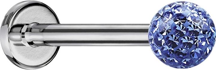 Produktbild Star Piercing Micro Labret silber mit Kristallkugel hellblau und Epoxy Schutzschicht (ohne Messing, Titan G23)
