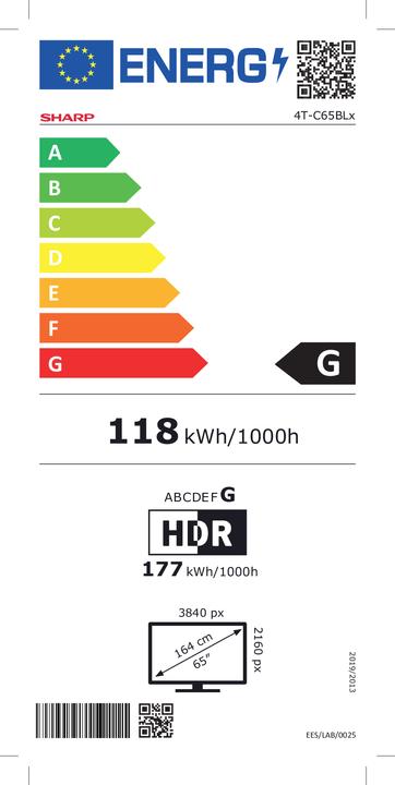Energie-Label Sharp TV 65BL2EA (16 Ports)