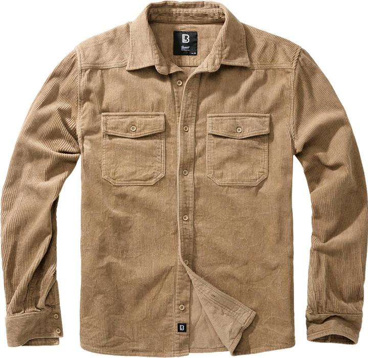 Brandit Corduroy Classic Langarm-Shirt Grösse 6XL Farbe Kamel (6XL)