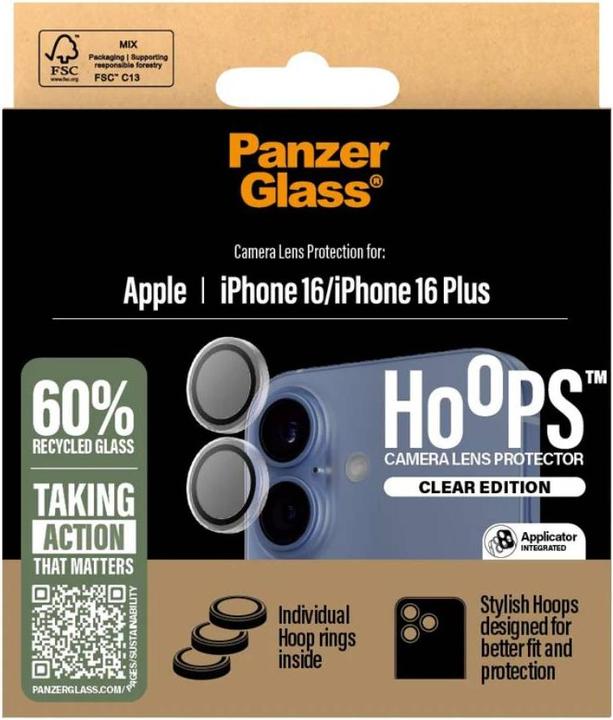 Actual product image PanzerGlass Hoops Transparent Lens Protector iPhone '24 6.1"/ 6.7" (1 Piece, Apple iPhone 16 Plus)