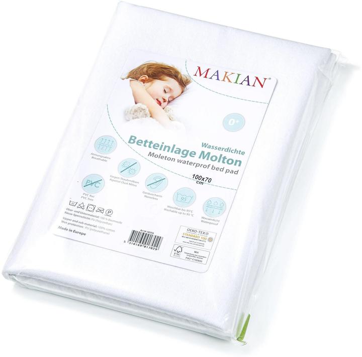 Immagine prodotto Makian Cuscini da letto Cuscino da letto impermeabile / topper per materasso - Molton (70 x 100 cm)