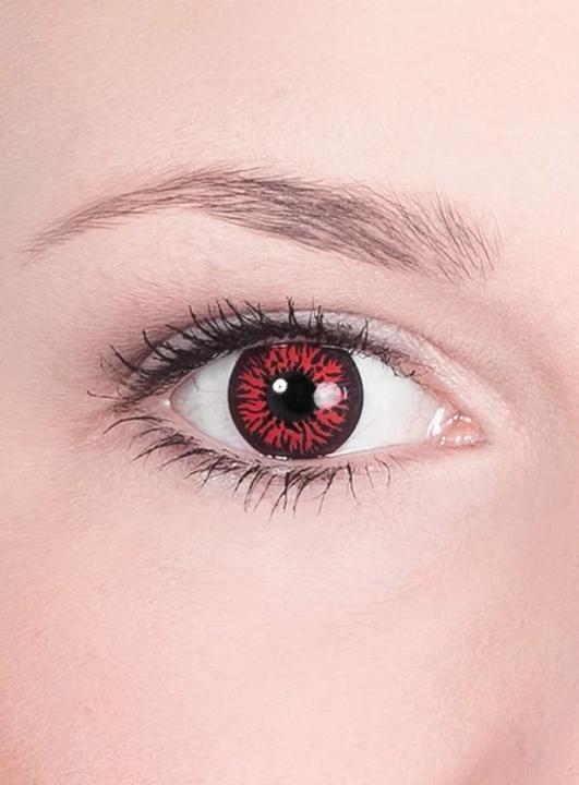 Produktbild Maskworld Dämon Farbige Kontaktlinsen - Halloween Karneval Fasching (Rot)