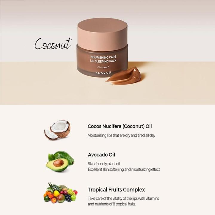 Produktbild Klavuu Nourishing Care Lip Sleeping Pack Coconut (20 ml)
