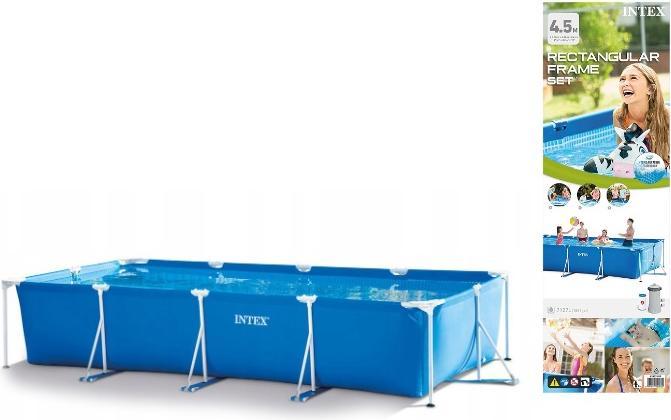Actual product image Intex 4.5M X 2.2M X 0.84M RECTANGULAR FRAME POOL SET (450 x 84 x 220 cm)