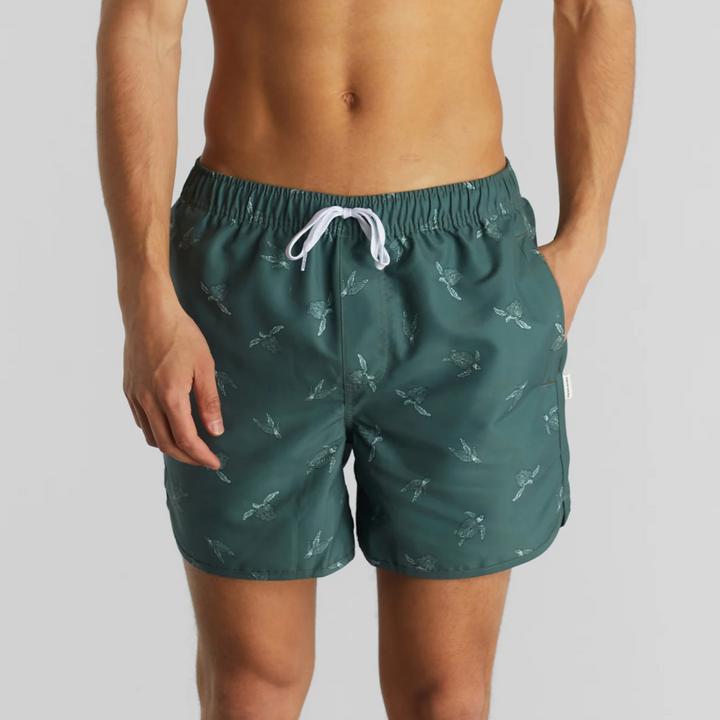 Dedicated Swim Shorts Sandhamn Sea Turtles Forest Green S (S)