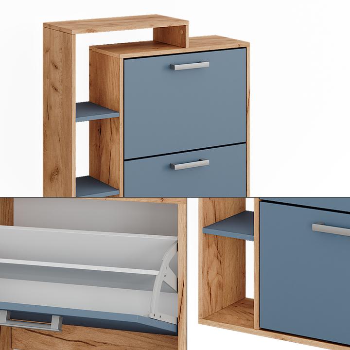 Produktbild Vichy Schuhkipper Orlando, Goldkraft Eiche/Blau, 80 x 90 cm