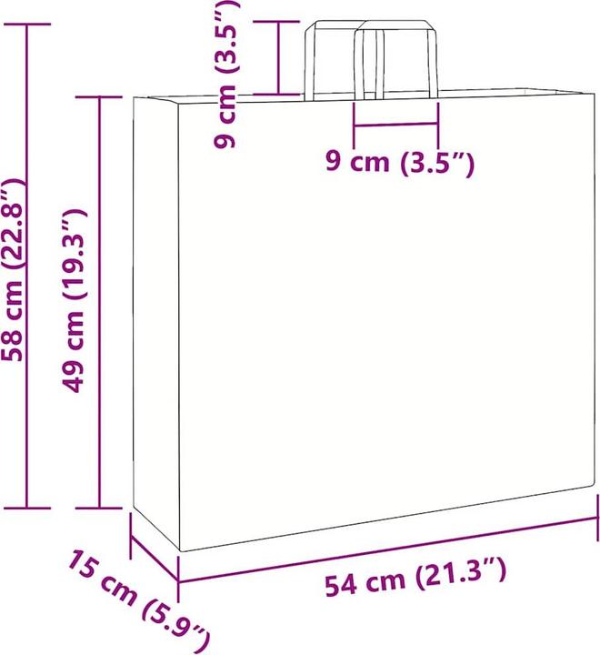 Image du produit VidaXL Sacs en papier kraft 250 pcs. avec anse Blanc 54x15x49 cm Sac en papier (Pochette cadeau, 250 x)