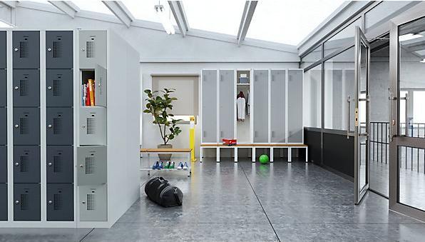Actual product image eurokraft basic Locker cabinet with rotary bolt for padlock, 10 compartments (80 cm, 180 cm)
