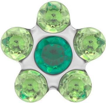 Actual product image Studex Daisy emerald peridot 5mm white PuffPad 1 pair (Surgical steel)