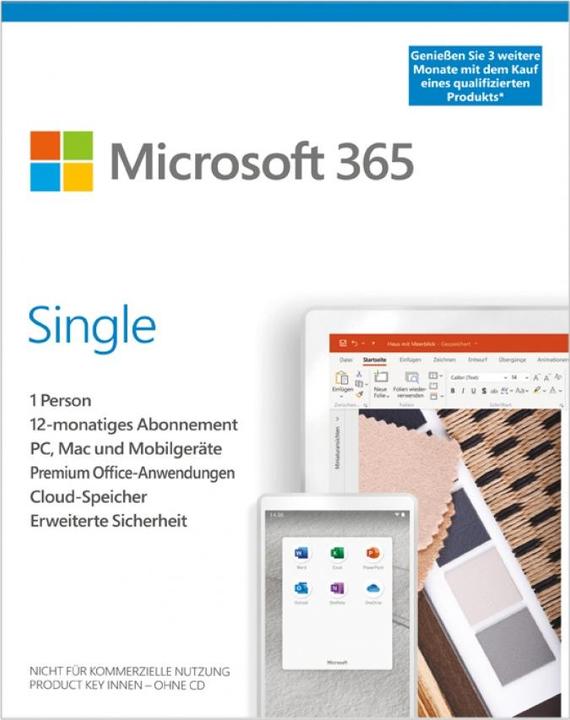 Produktbild Microsoft 365 Single Extra Time (1 User, 1 Geräte/User, 3 Monate)