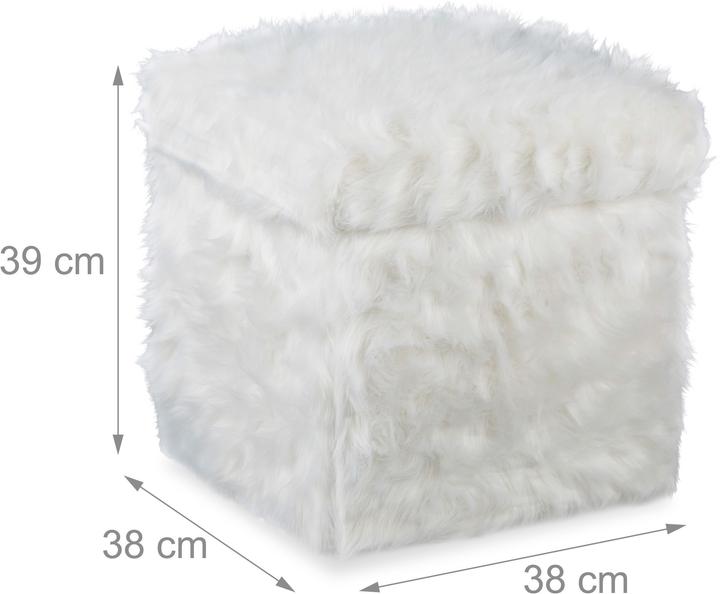 Actual product image Relaxdays Faux Fur Cube Seat, Folding