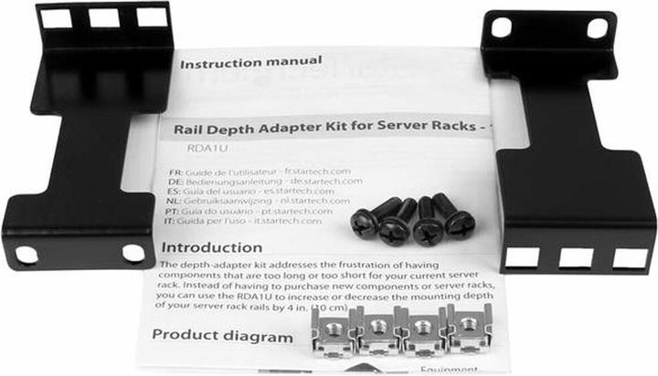 Actual product image StarTech 4in Rack Depth Adapter - 1u