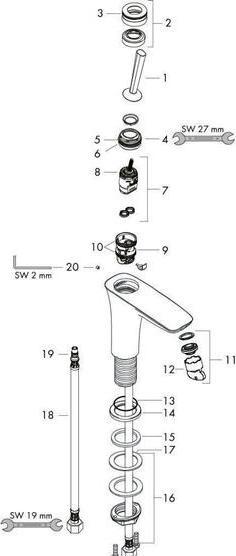 Immagine prodotto hansgrohe HG EH-WT-MI 100 PURA VIDA DN 15, per lavamani cromo
