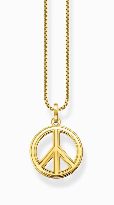 Immagine prodotto Thomas Sabo Collana con ciondolo Segno di Pace con pietre colorate placcata oro (Argento 925, 50 - 55 cm)