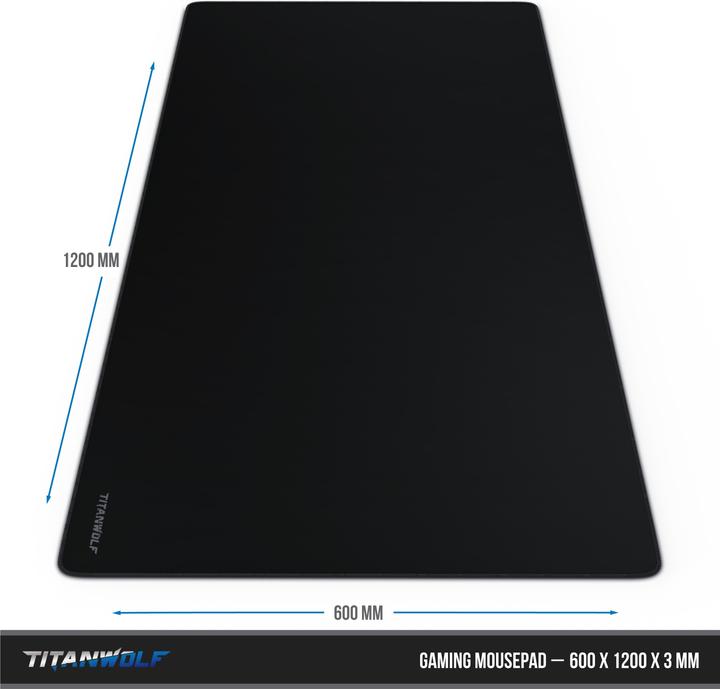 Image du produit Titanwolf Tapis de souris de jeu, Tapis de souris XXXL Speed 1200 x 600 mm, Vitesse & Précision, inscription (3XL)