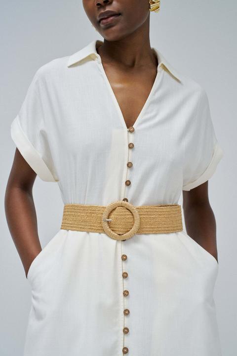 Produktbild Salsa Jeans Midikleid Linen Shirt Dress With Front Buttoned Belt (XS)