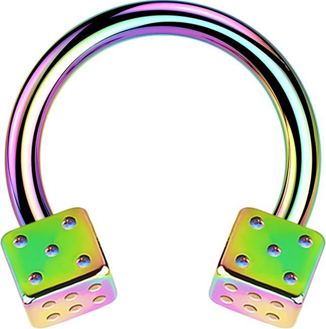 Produktbild Star Piercing Circular Barbell farbig mit zwei Würfel (ohne Messing, Chirurgenstahl 316L)