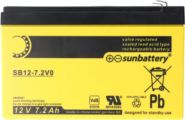 Actual product image AccuCell Sun Battery SB12-7.2V0 battery, 12V 7.2Ah, 7.2-12L, AGM lead-acid battery (12 V, 7.20 Ah)