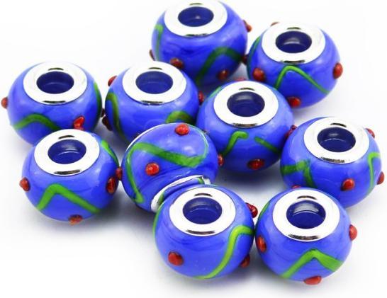 Produktbild Hermex Glas Bead versilbert 925 - Silbrig Blau (Metalllegierung, Glas)
