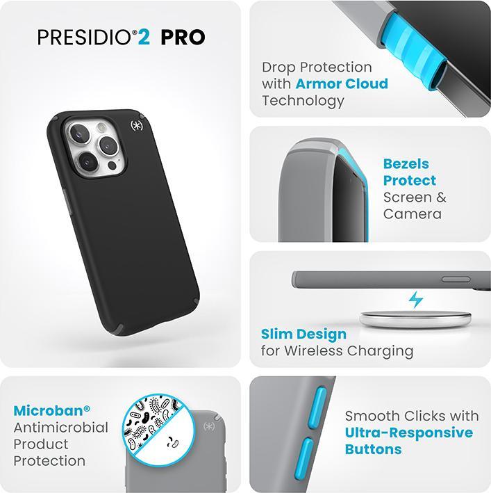 Actual product image speck Presidio2 Pro Apple iPhone 15 Pro Black - with Microban (Apple iPhone 15 Pro)