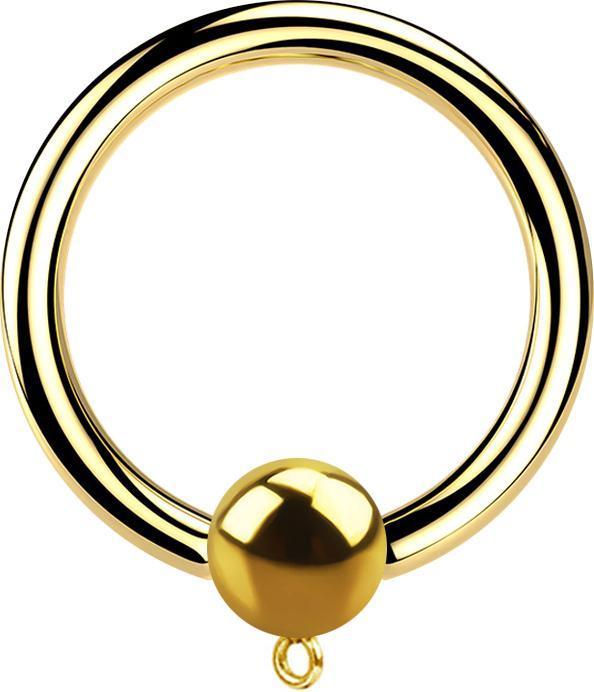 Produktbild Star Piercing Micro Closure Ring vergoldet mit Kugel Ring für Anhänger (Chirurgenstahl 316L, ohne Messing)