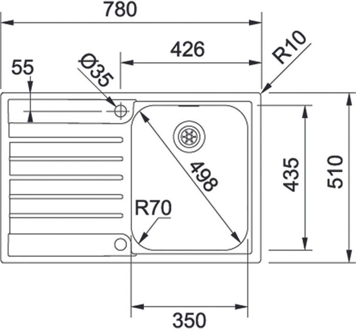 Actual product image Franke Insertion sinks Argos AGX 611 78 (Top-mounted sink, 78 cm, 51 cm)