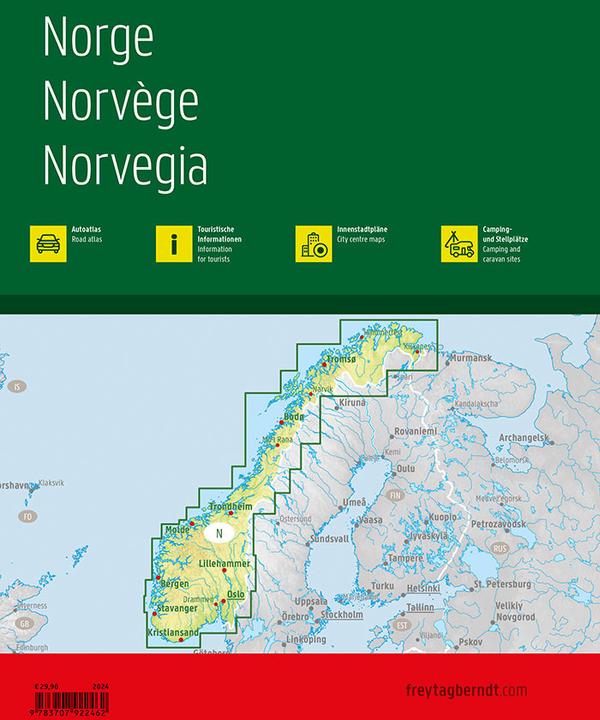 Actual product image Norway, car atlas 1:250,000 - 1:400,000, freytag & berndt