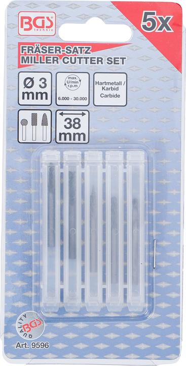 Produktbild BGS HSS-Fräser-Satz, extra kurz 5-tlg.