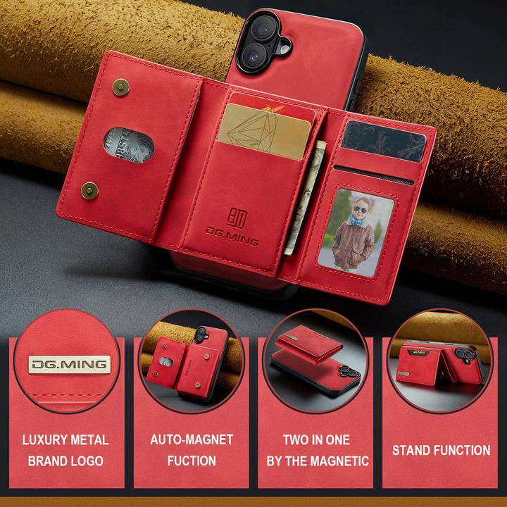 Actual product image Dg.Ming iPhone 13 - Etui, Leder-Optik, Kartenfach & Magnetverschluss, Rot (Apple iPhone 13)