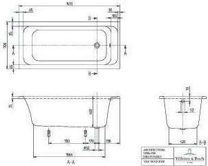 Produktbild Villeroy & Boch Rechteckbadewanne Omnia Architectura 70 x 150 cm alpinwei glatt UBA157ARA2V-01 (195 l, 150 cm, 70 cm)