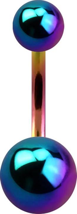 Star Piercing Banane farbig mit zwei Kugeln (ohne Messing, Titan G23)