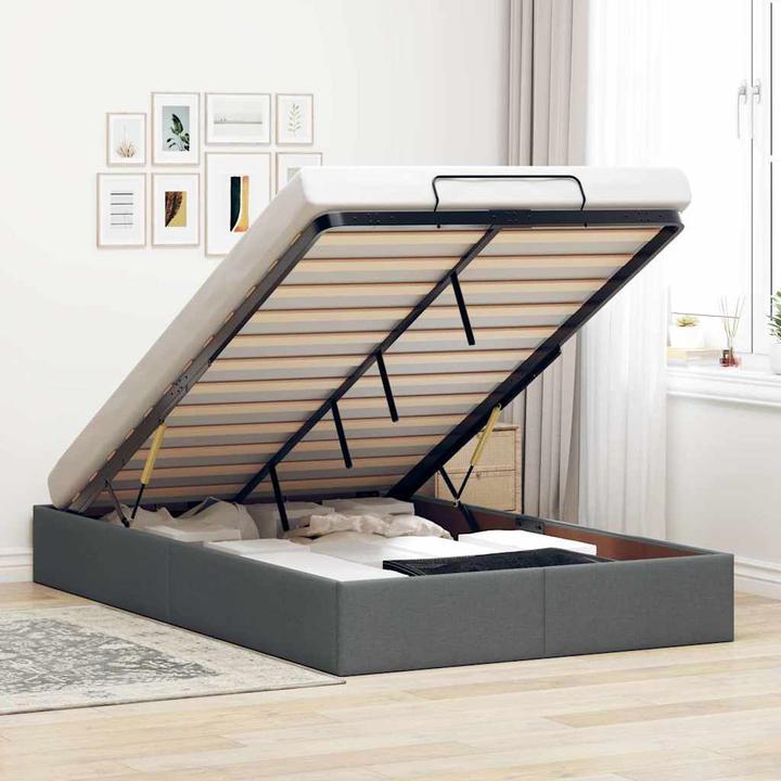 Produktbild VidaXL Ottoman-Bett ohne Matratze Dunkelgrau 120x200 cm Stoff (120 x 200 cm)