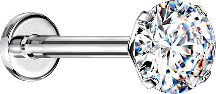 Produktbild Star Piercing Micro Threadless Labret silber mit Kristall silber gefasst (Chirurgenstahl 316L, ohne Messing)