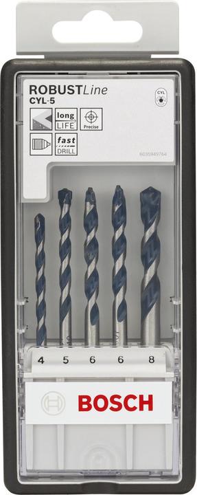 Actual product image Bosch Professional Zubehör 5-piece CYL-5 concrete drill bit set, Robust Line, 4-8 mm (8 mm, 5 mm, 4 mm, 6 mm)