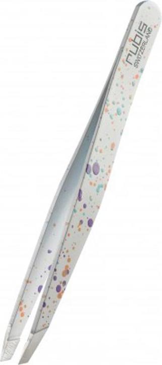 Rubis Pinzette Actionpainting schräg, weiss, Inox