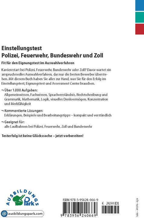 Produktbild Einstellungstest Polizei, Feuerwehr, Bundeswehr und Zoll (Deutsch, Mery Marcus, Kurt Guth, 2018)