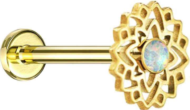 Star Piercing Flared Tunnel schwarz Totenkopf mit Schlange links (ohne Messing, Chirurgenstahl 316L)