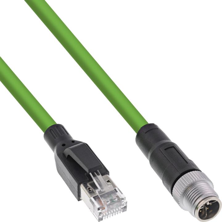 Actual product image InLine Industrial network cable, M12 8-pin X-coded plug to RJ45 plug, Cat.6A PUR, 5m (SF/UTP, CAT6, 5 m)