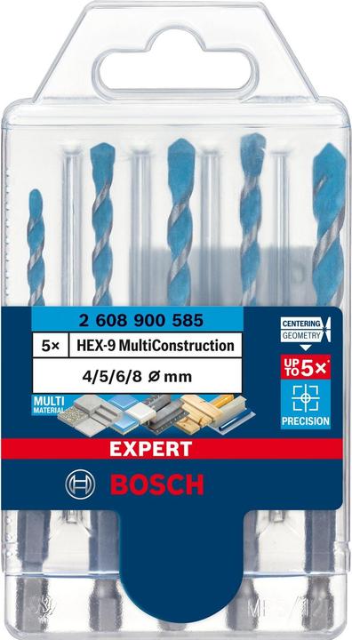 Actual product image Bosch Professional Zubehör EXPERT HEX-9 MultiConstruction drill bit set, 4/5/6/8 mm, 5 pcs. (4 mm, 5 mm, 6 mm, 8 mm)