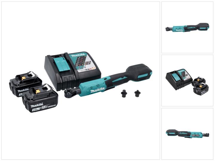 Produktbild Makita DWR 180 RF Akku Ratschenschrauber 18 V 47,5 Nm 1/4" 3/8" + 2x Akku 3,0 Ah + Ladegerät (1/4", 3/8")