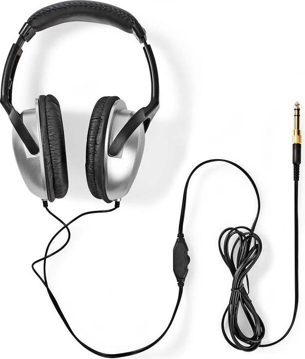 Immagine prodotto Nedis Cuffie Over-Ear con cavo | Lunghezza del cavo: 2,70 m | Controllo del volume | Nero / Argento (Cablato)