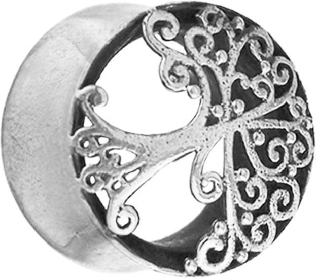 Produktbild Star Piercing Flared Tunnel silber Baum des Lebens (Messing)