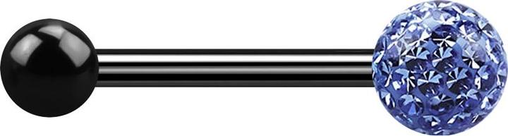 Produktbild Star Piercing Barbell schwarz mit Kugel und Kristallkugel hellblau Epoxy Schutzschicht (Titan G23, ohne Messing)