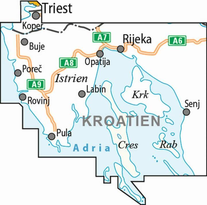 Immagine prodotto ADFC-Radtourenkarte KRO-IS Istrien Kvarner Bucht, mit Tagestourenvorschlägen, 1:100.000, reiss- und