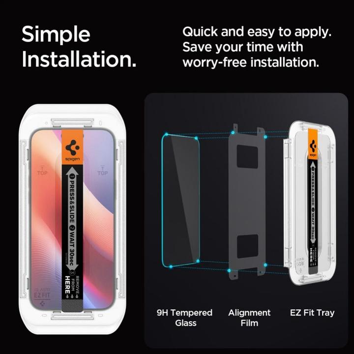 Immagine prodotto Spigen Glas.Tr "Ez Fit" 2-Pack per iPhone 16 Pro Max 6,3" privacy (2 Pezzo/i, Apple iPhone 16 Pro Max)