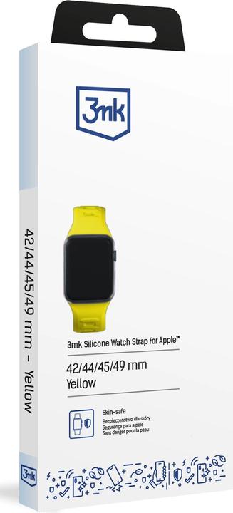 Produktbild 3MK Silicone Watch Strap żółty/yellow dla Apple Watch 42/44/45/49mm (Edelstahl, Silicone, 3, 4, 9, Ultra)