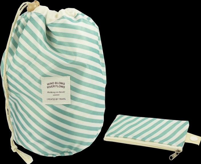 Image du produit Beauty Travel Bag, rayures turquoise/blanches, vide