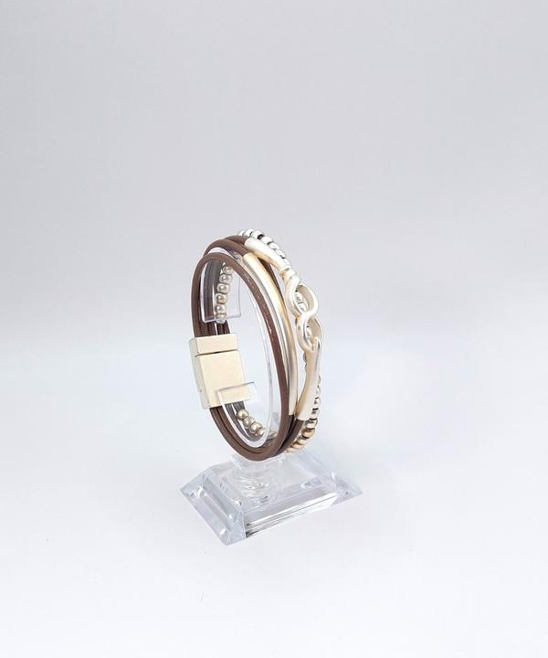 Produktbild Signé Signè Armband Leder mit Magnetverschluss & Elemente versilbert rhodiniert No.12 (Metall, Messing, Bleifrei, Cadmiumfrei, Nickelfrei)